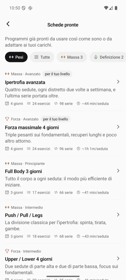 Ready-made programmes, by discipline and level.